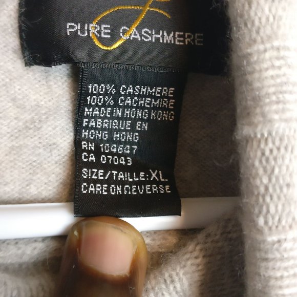 GRAY TURTLENECK PURE CASHMERE LONGSLEEVE SWEATER XL with measurements - Picture 2 of 5